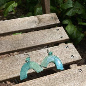 Green Rainbow Earrings